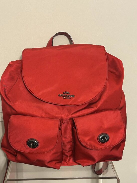 COACH Billie Charlie Nylon & Leather True Red Drawstring Bag Backpack F58814 main image 4
